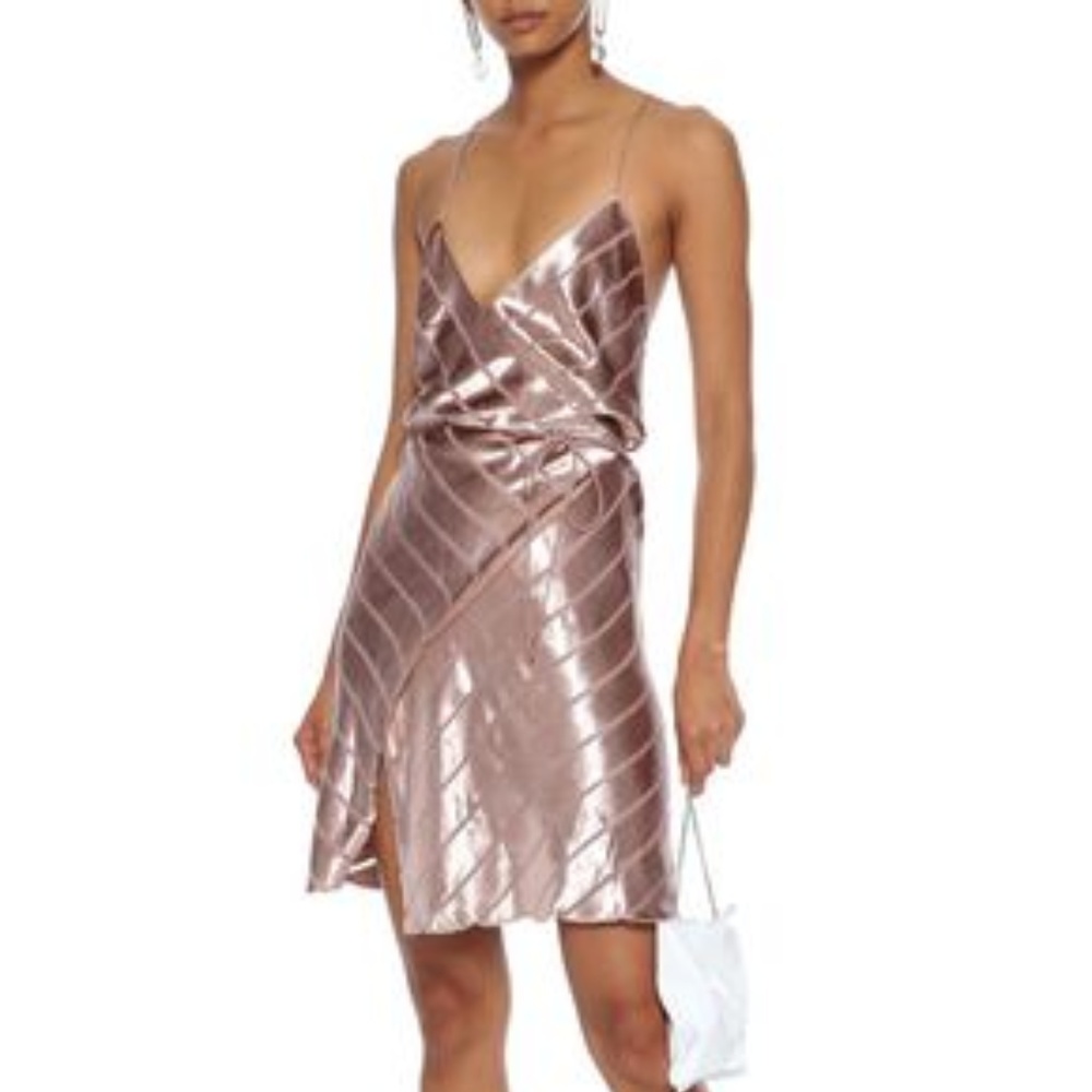 Blush Michelle Mason Strappy Wrap Velvet Mini